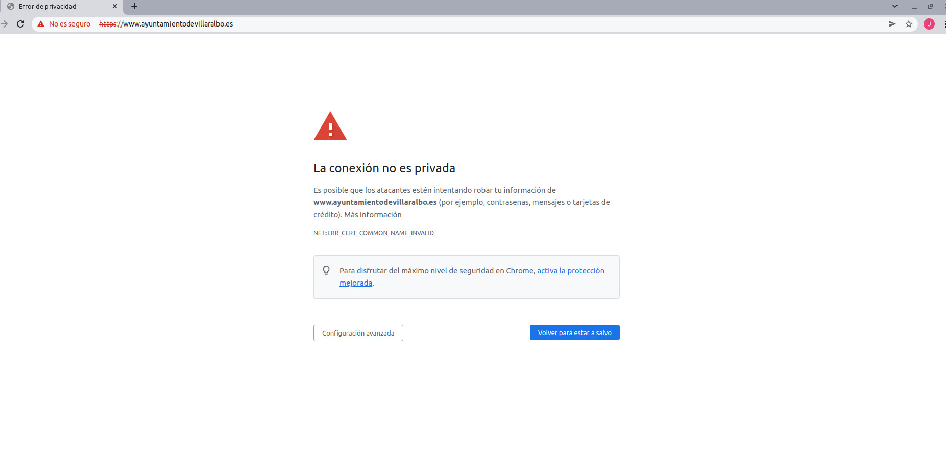 Descontrol con la página web municipal